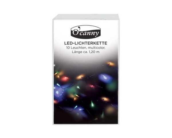 Bild 1 von O'Canny Multicolor LED-Lichterkette, 10 LEDs, ca. 1,20 m