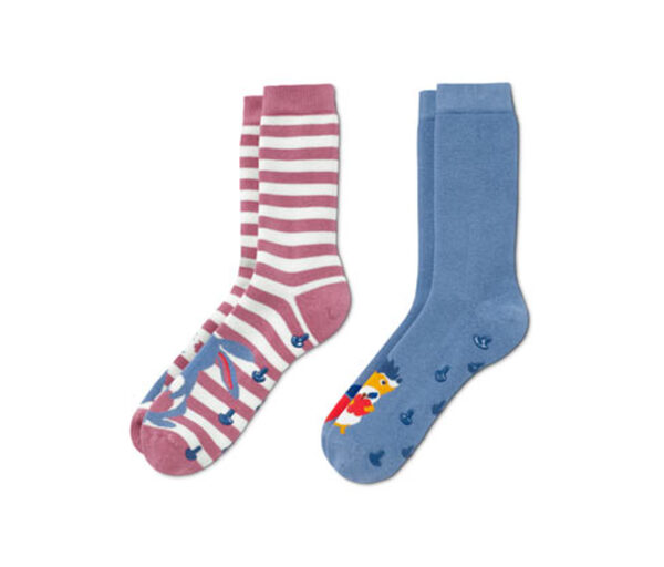 Bild 1 von 2 Paar Antirutsch-Socken, 1x mit Hasen-Motiv, 1x mit Igel-Motiv