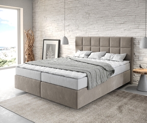 Boxspringbett Dream-Fine 160x200 cm Mikrofaser Beige mit Matratze und Topper