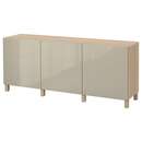 Bild 1 von BESTÅ Aufbewahrung mit Türen, Eicheneff wlas/Selsviken/Stubbarp Hochglanz beige 180x42x74 cm
