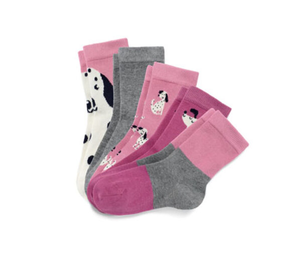 Bild 1 von 5 Paar Kinder-Socken, grau/rosa