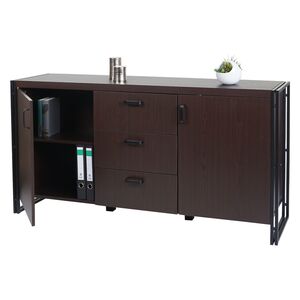 Sideboard MCW-A27, Kommode Schrank, 3D-Struktur 2 Staufächer 80x160x40cm MVG-zertifiziert MDF Metall ~ dunkelbraun