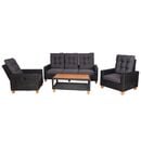 Bild 1 von Gartengarnitur MCW-G28, Sitzgruppe Lounge-Set, Akazie Holz halbrundes Rattan verstellbar MVG ~ anthrazit, Kissen grau