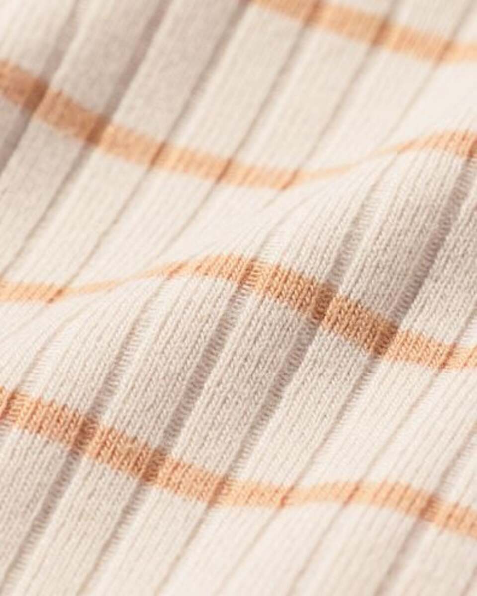 Bild 2 von größenflexibler Newborn-Wickelbody, mit Bambus und Elasthan, Feinripp, Streifen hellbraun