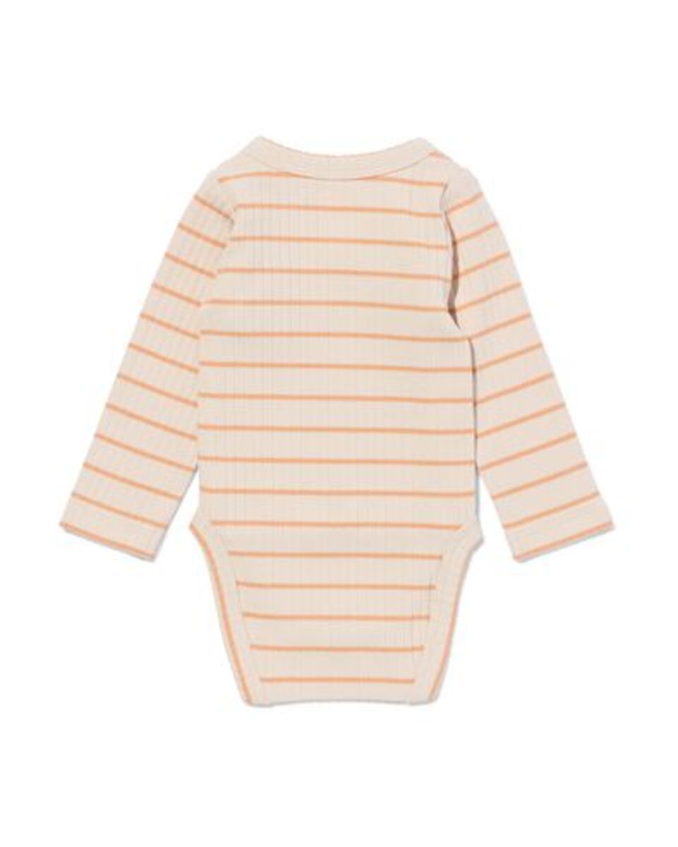 Bild 4 von größenflexibler Newborn-Wickelbody, mit Bambus und Elasthan, Feinripp, Streifen hellbraun