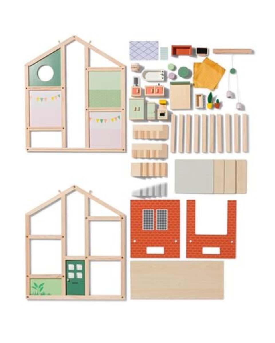 Bild 3 von Holz-Puppenhaus mit Möbeln, 52 x 24 x 61.5 cm