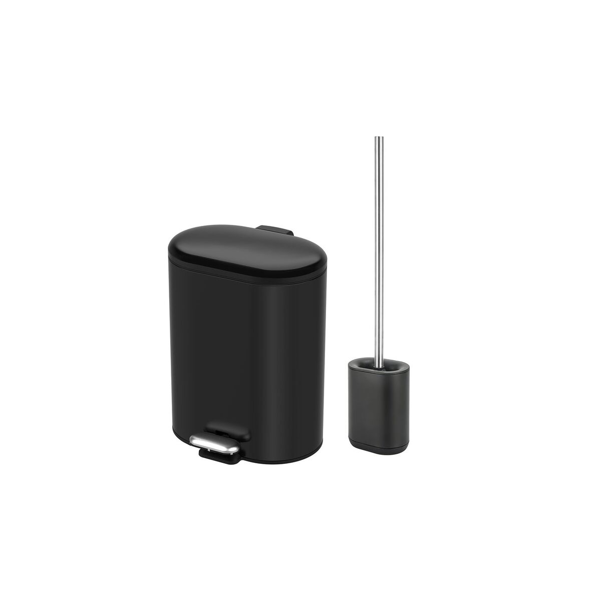 Bild 1 von PANA® 2-tlg. WC Garnitur Set • Badezimmer Set 2-teilig • WC-Abfalleimer/Kosmetikeimer 6 L  mit Absenkautomatik aus Edelstahl • Toilettenbürste/WC Bürste mit Silikonkopf  • Klobürste Edels