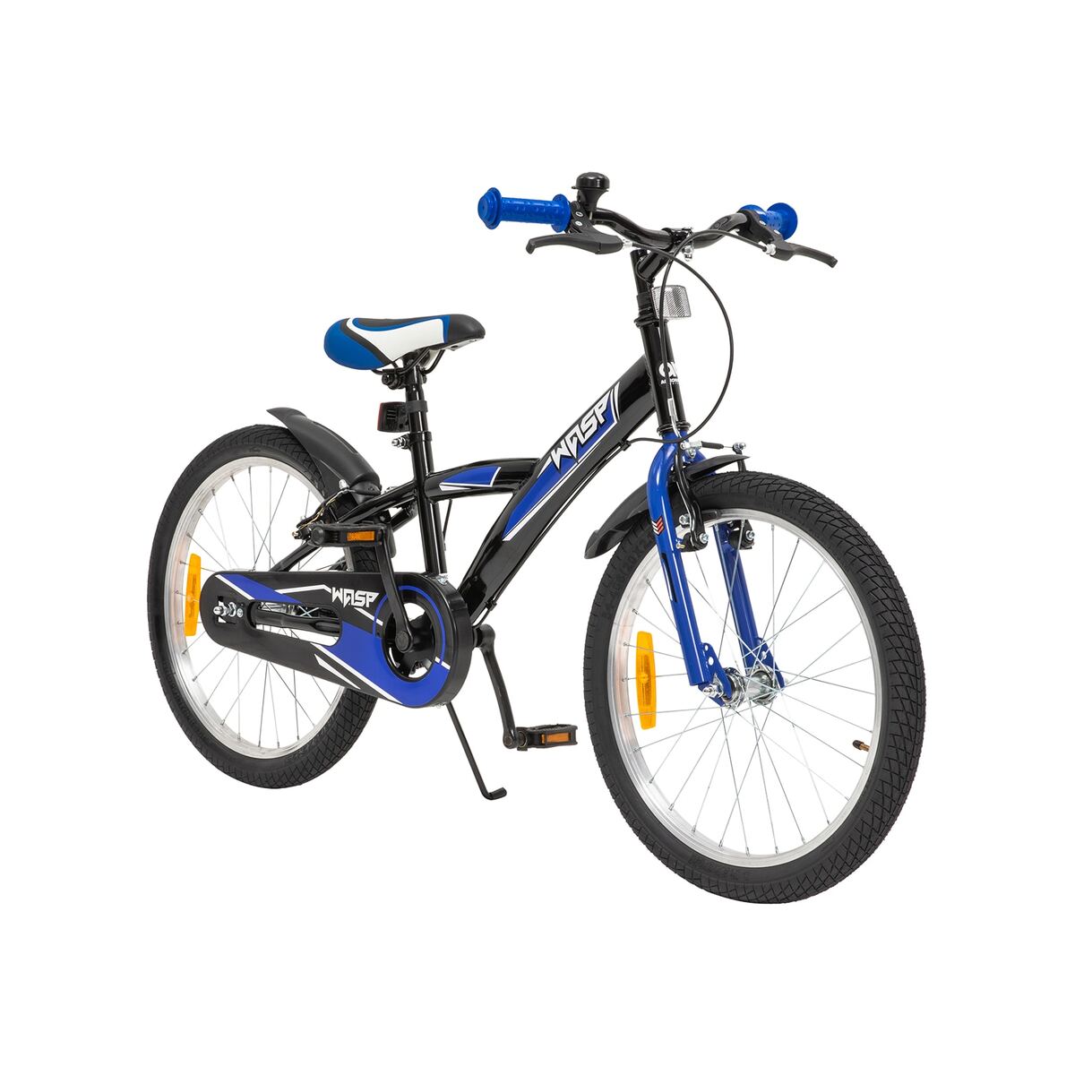 Bild 1 von Actionbikes Kinderfahrrad Wasp 20 Zoll, Fahrradständer, Schutzbleche, verstellbar, V-Brake-Bremsen (Schwarz-Blau)