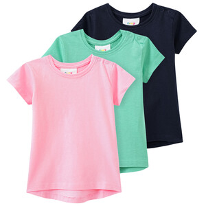 3 Baby T-Shirts unifarben ROSA / GRÜN / DUNKELBLAU