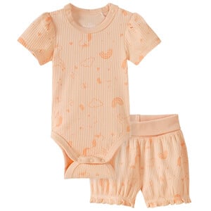 Newborn Wickelbody und Shorts im Set HELLORANGE