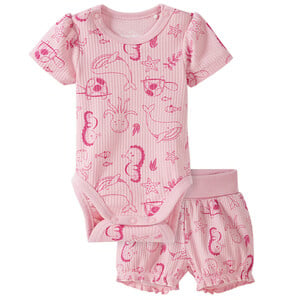 Newborn Wickelbody und Shorts im Set ROSA