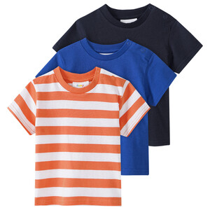 3 Baby T-Shirts in verschiedenen Dessins ORANGE / DUNKELBLAU / KÖNIGSBLAU