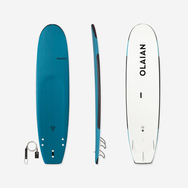 Bild 1 von Surfboard 100 Schaumstoff verstärkt 8'2" - 100 L mit Leash EINHEITSFARBE