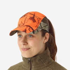 Jagdmütze Schirmmütze Damen 500 leicht atmungsaktiv Camouflage Treemetic orange Orange