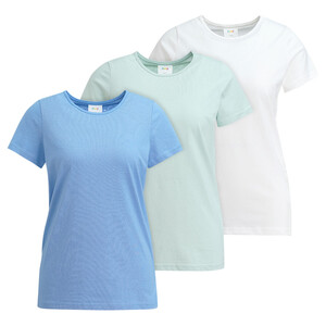 3 Damen T-Shirts im Set HELLBLAU / WEISS / MINT