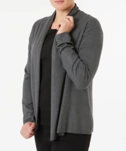 Cardigan mit Schalkragen, Janina, offene Form, anthrazit melange