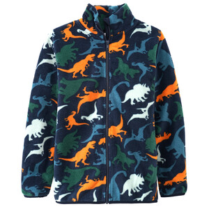 Jungen Fleecejacke mit Stehkragen DUNKELBLAU / ORANGE