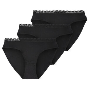 3 Damen Slips mit Spitze SCHWARZ