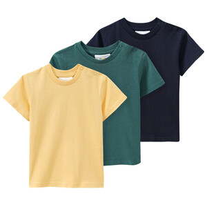 3 Baby T-Shirts unifarben DUNKELBLAU / GELB / DUNKELGRÜN