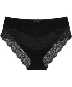 Panty mit Spitze, elastischer Bund, schwarz