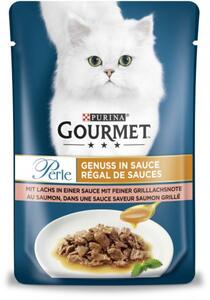 Purina Gourmet Perle Genuss in Sauce mit Lachs in einer Sauce mit feiner Grilllachsnote