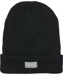 Beanie mit Umschlag, Janina, gefüttert, schwarz