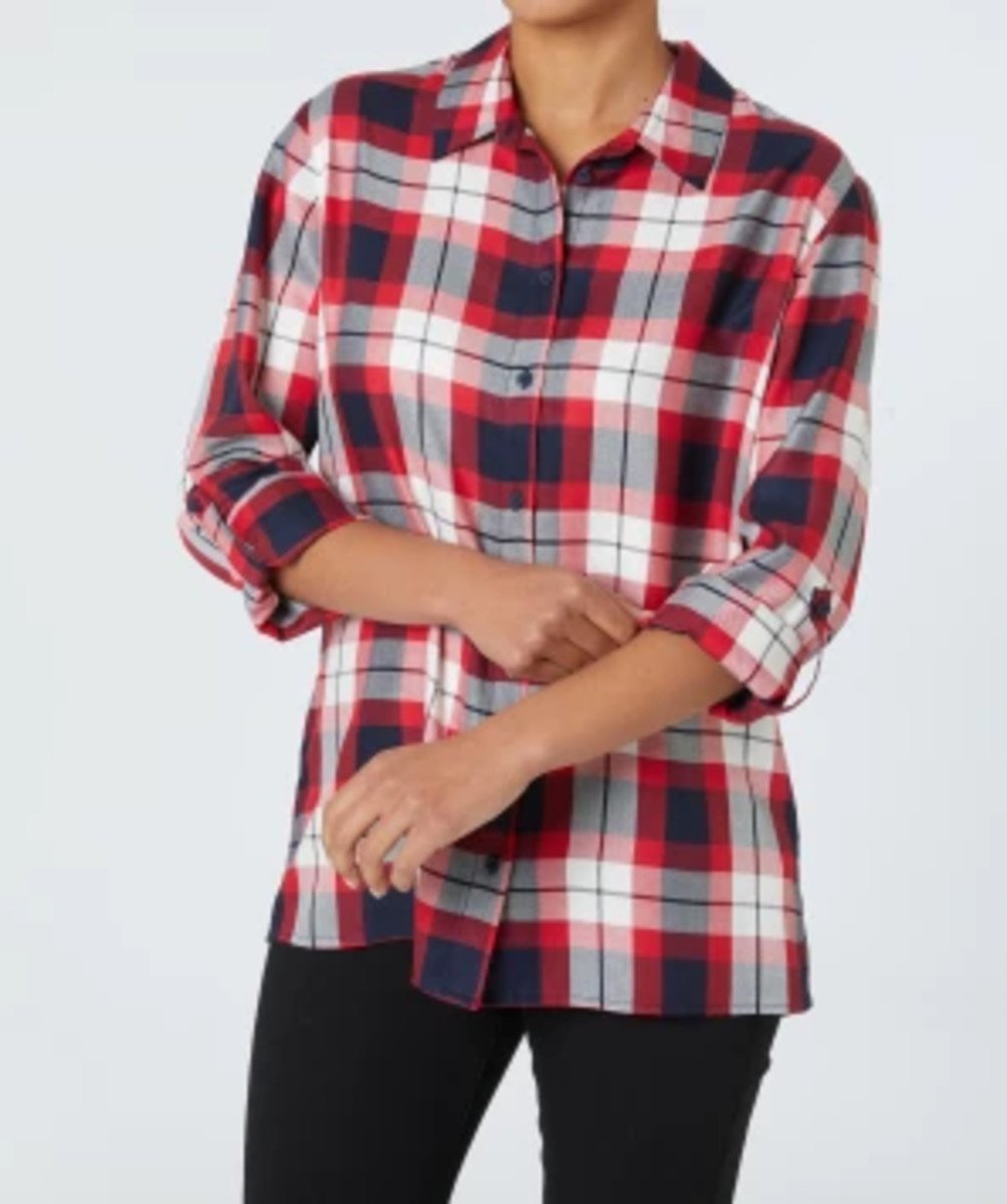 Bild 1 von Kariertes Hemd, Janina, Turn-up-Ärmel, rot kariert