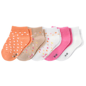 5 Paar Baby Sneaker-Socken im Set WEISS / PINK / ORANGE