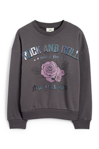 C&A Rose-Sweatshirt, Grau, Größe: 128