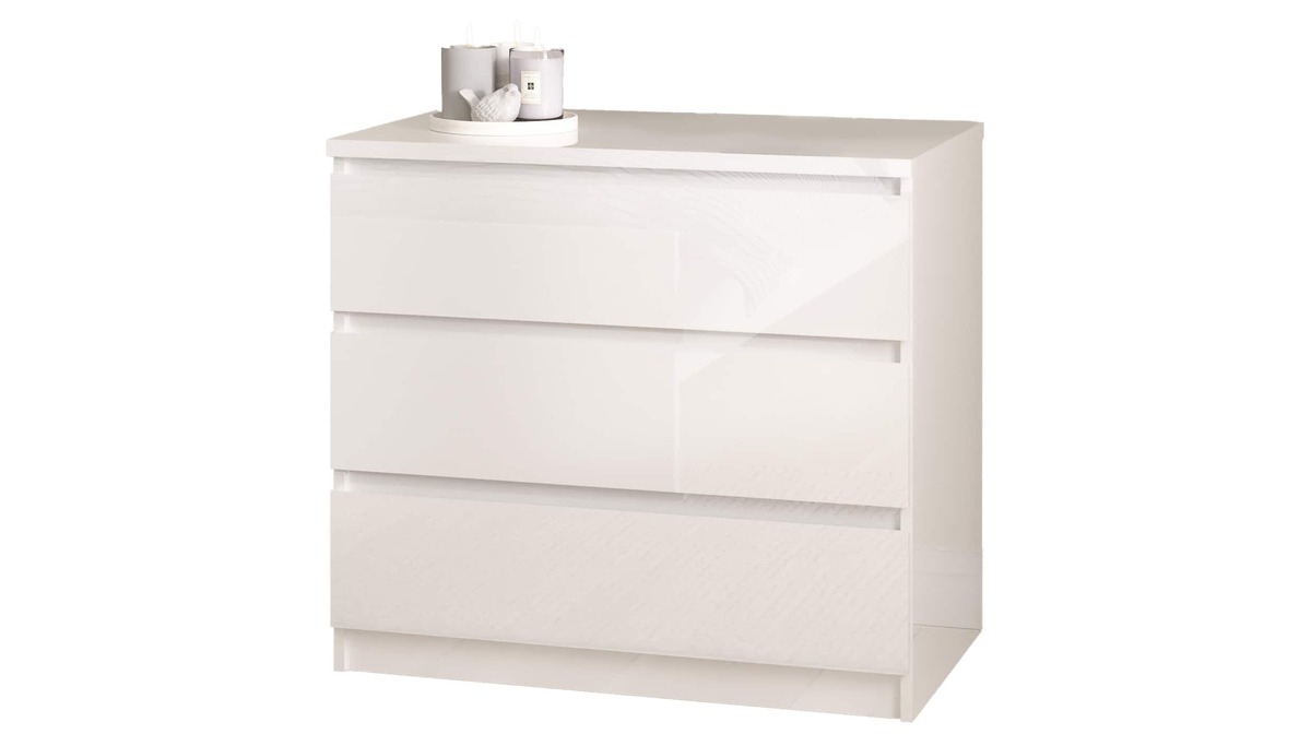 Bild 1 von Kommode mit 3 Schubladen weiß hochglanz 77 cm - NAIA