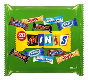 MARS, TWIX, SNICKERS, MILKY WAY und BOUNTY Mixed Minis, 20 St. = 400-g-Packg.