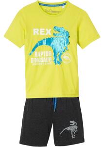 Jungen T-Shirt mit Wendepaillette + kurze Hose (2-tlg.Set), 110, Grün