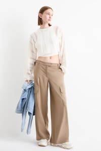 C&A Cargohose-Low Waist-Wide Leg, Braun, Größe: 34