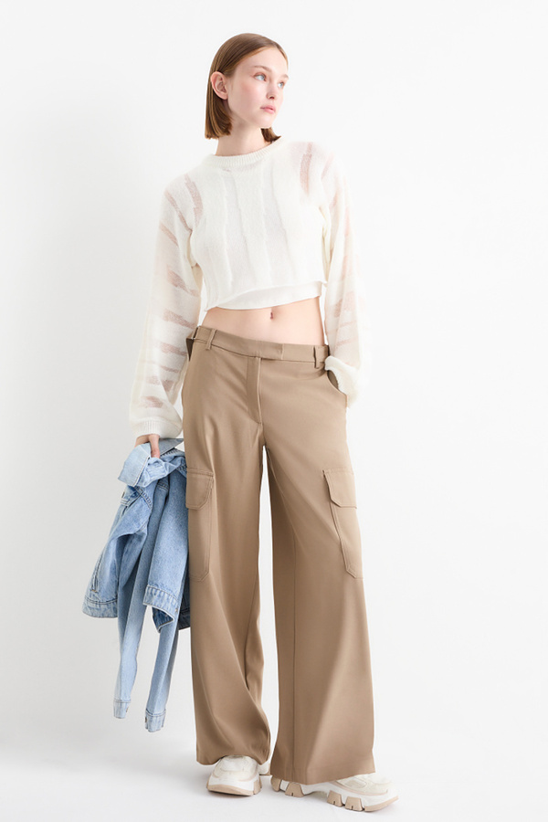 Bild 1 von C&A Cargohose-Low Waist-Wide Leg, Braun, Größe: 34