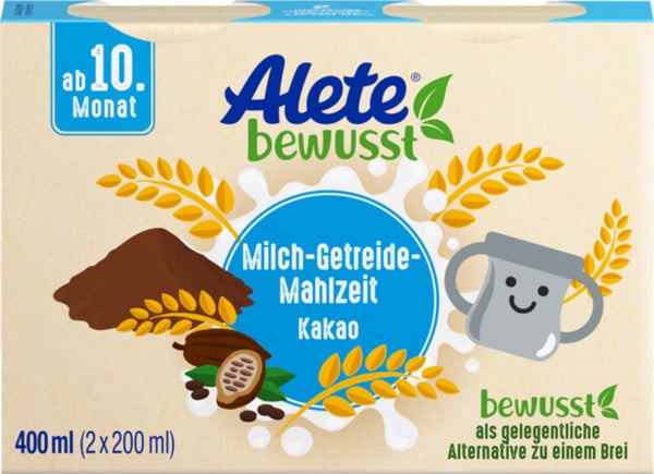 Bild 1 von Alete bewusst Milch-Getreide-Mahlzeit Kakao ab 10. Monat, 400 ml