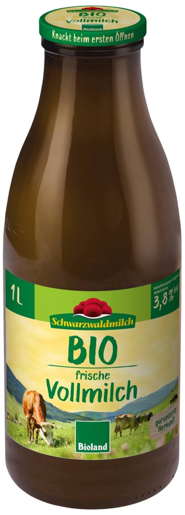 Bild 1 von SCHWARZWALDMILCH Bioland frische Vollmilch, 3,8 % Fett, 1-l-Fl.