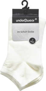 under2wear 2er Pack Im Schuh Socke unisex weiß Gr. 43/46