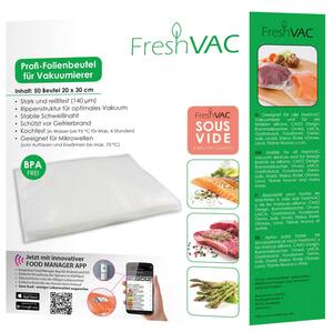 FRESHVAC Folienbeutel für Vakuumierer ca. 20 x 30 cm, 50-St.-Packg.