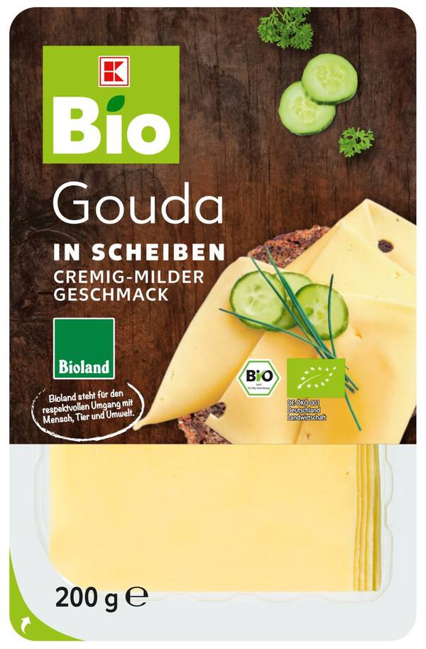 Bild 1 von K-BIO Bioland Gouda oder Maasdamer, 200-g-Packg.