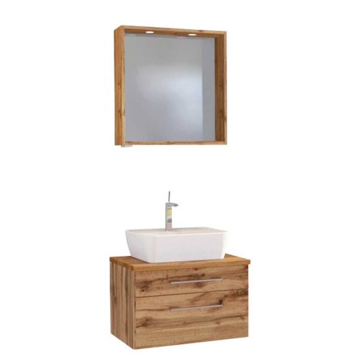 Bild 1 von Badmöbelset Davos 3-teilig Spiegelfront/Wotan Eiche-Optik 60x200x47 cm