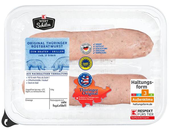 Bild 1 von K-WERTSCHÄTZE Orig. Thür. Rostbratwurst, 2 St. = 200-g-Packg.