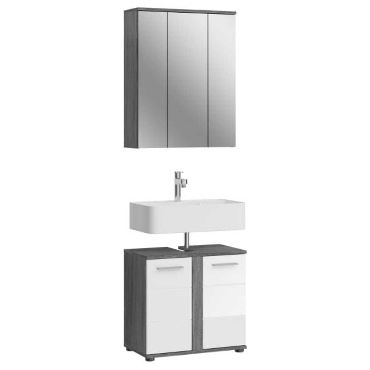 Bild 1 von Badmöbelset Blake 2-teilig Rauchsilber / Hochglanz Weiß 64x191x34 cm