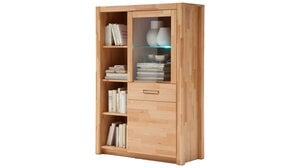 Highboard mit 1 Glastür Kernbuche massiv geölt 98 cm - FENJA