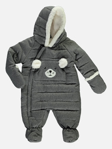 Baby Unisex Overall mit Teddyfell Grau