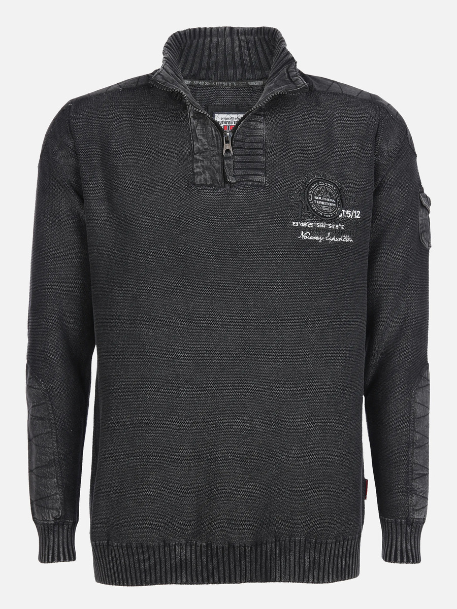 Bild 1 von Herren Stricktroyer mit Stickerei-Applikation Grau