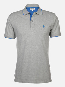 Herren Poloshirt mit Stickerei Grau