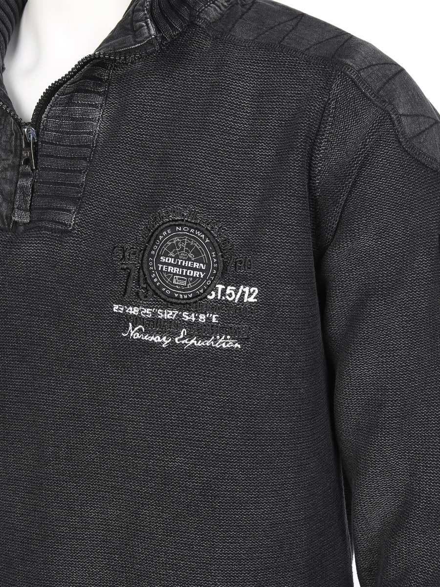 Bild 3 von Herren Stricktroyer mit Stickerei-Applikation Grau