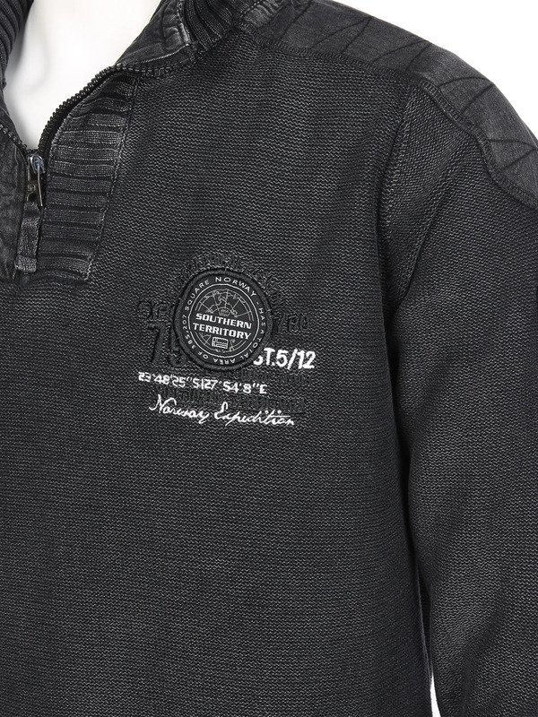 Bild 3 von Herren Stricktroyer mit Stickerei-Applikation Grau