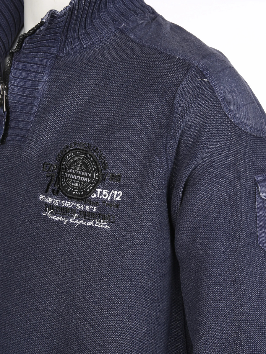 Bild 3 von Herren Stricktroyer mit Stickerei-Applikation Blau