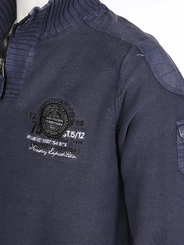 Bild 3 von Herren Stricktroyer mit Stickerei-Applikation Blau